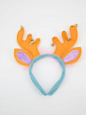 Cerchietto Renna Arancione e Azzurro -1 Pezzo